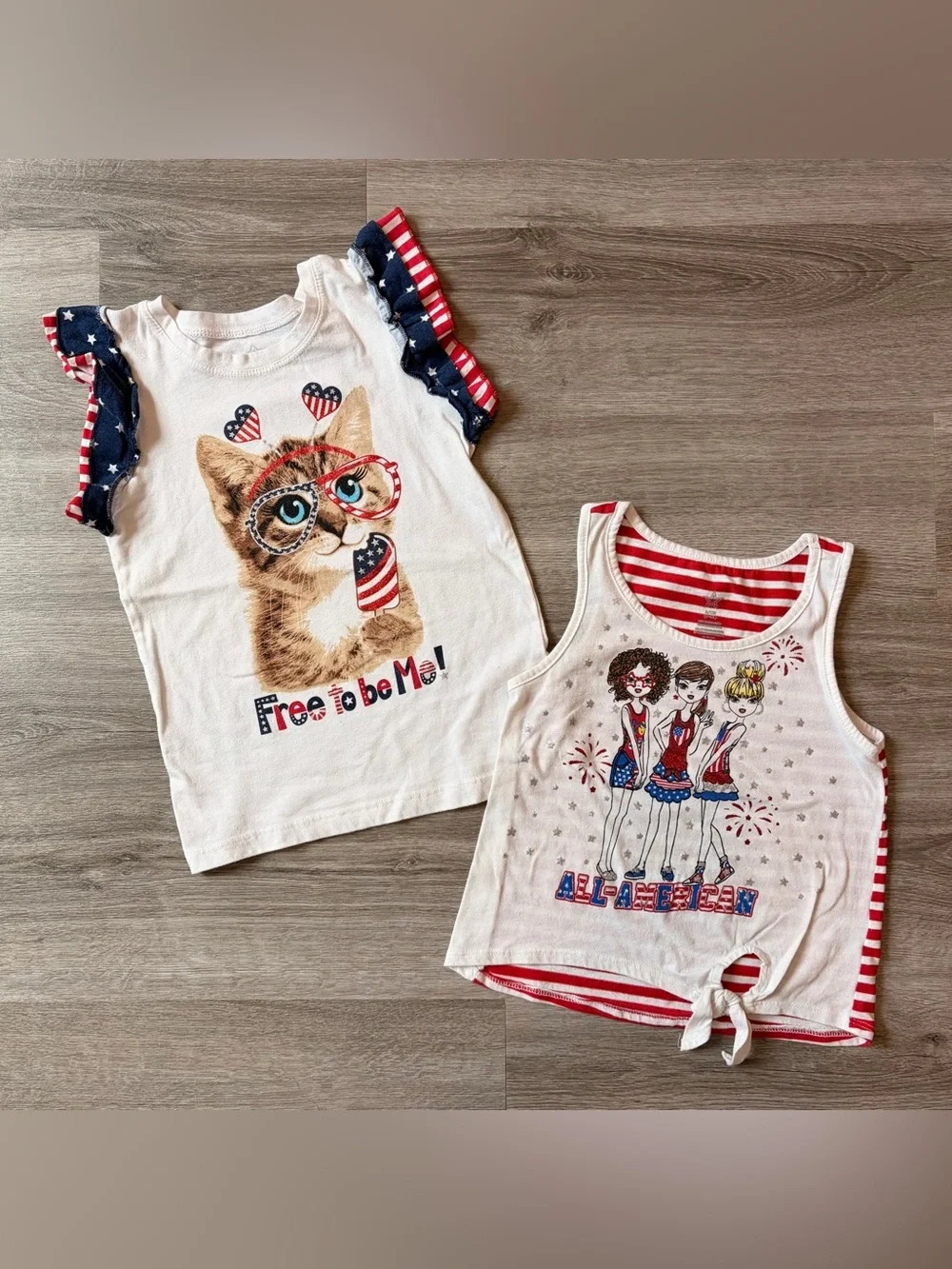Little girls American patriotic tops